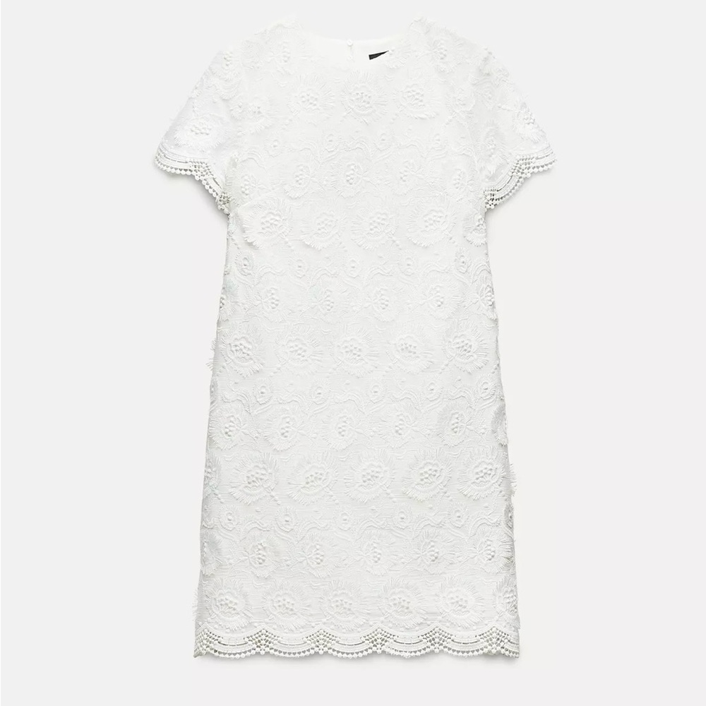 Zara Fringed Floral Lace Mini Dress